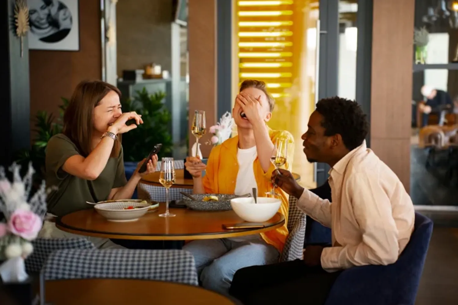 Group of people chilling in casual dining restaurant