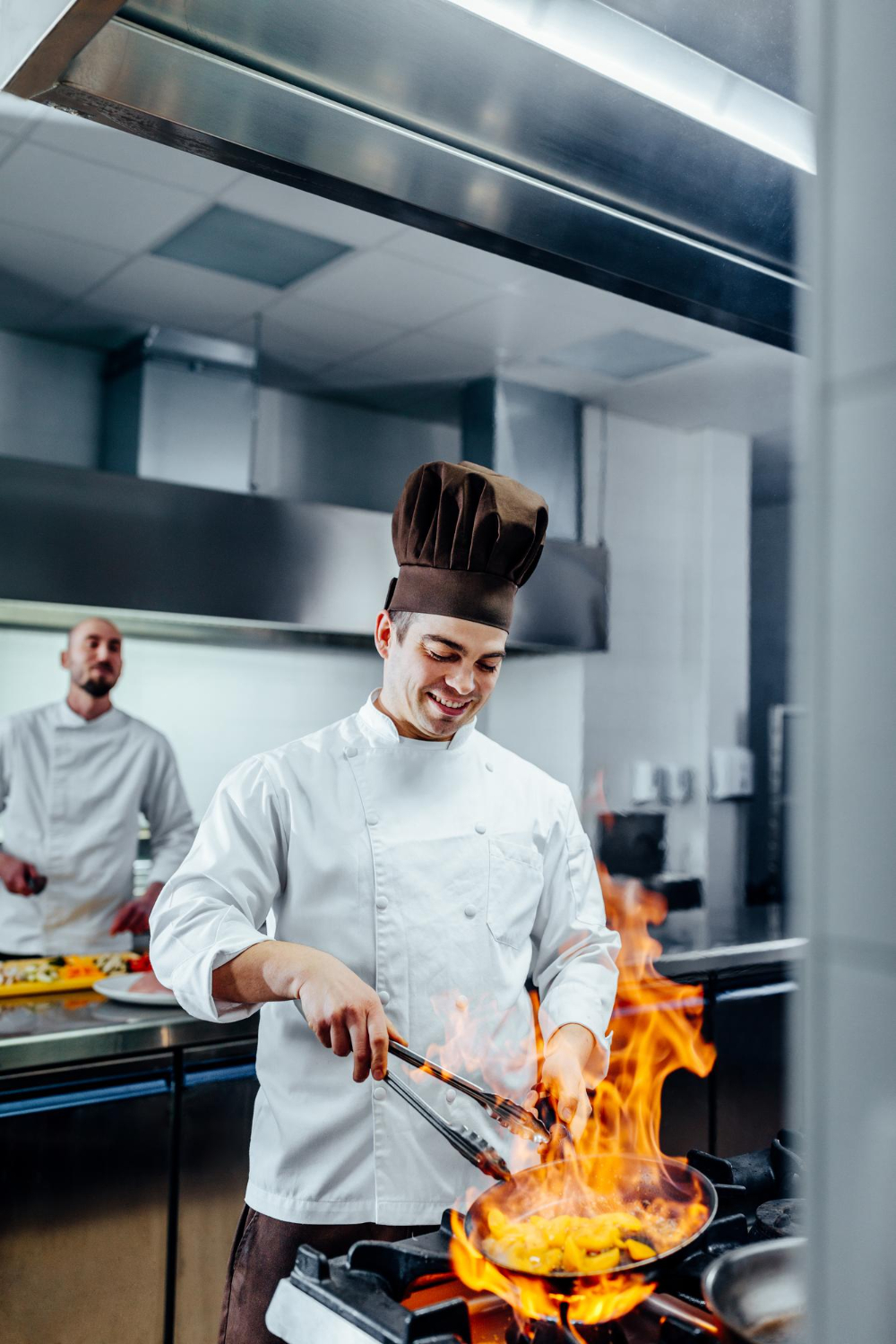 A cloud kitchen line preparing an order